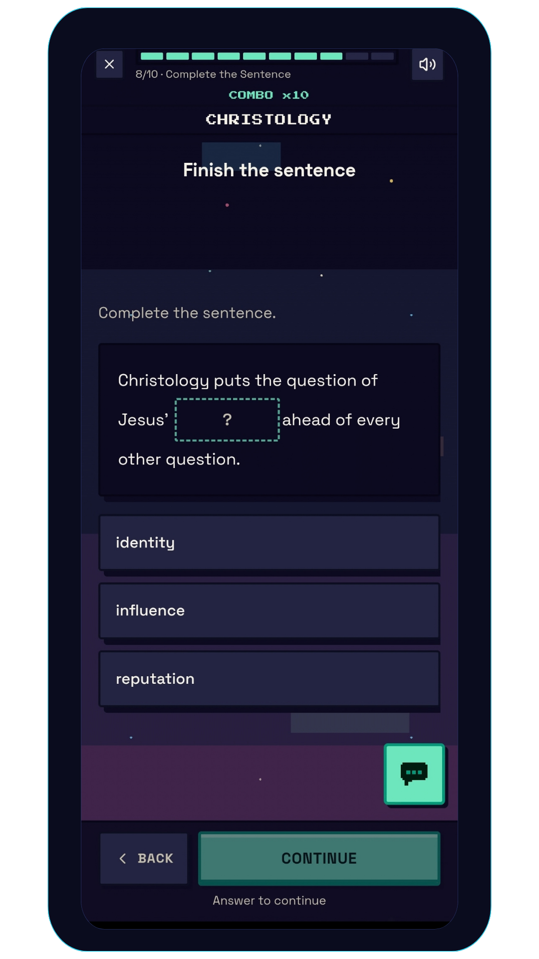 A sentence-completion challenge about Christology.