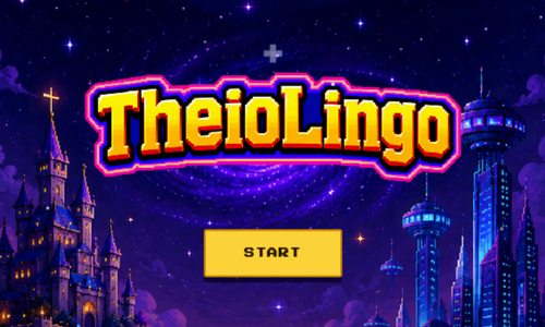 TheioLingo pixel-art game title screen.